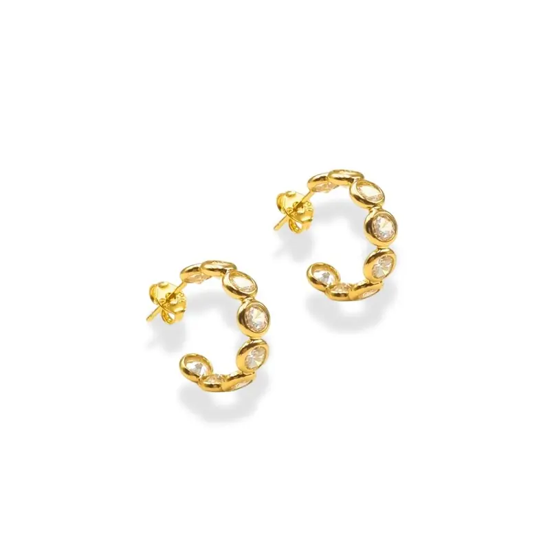 16mm Goldfilled creolen met steentjes Petite Bezel