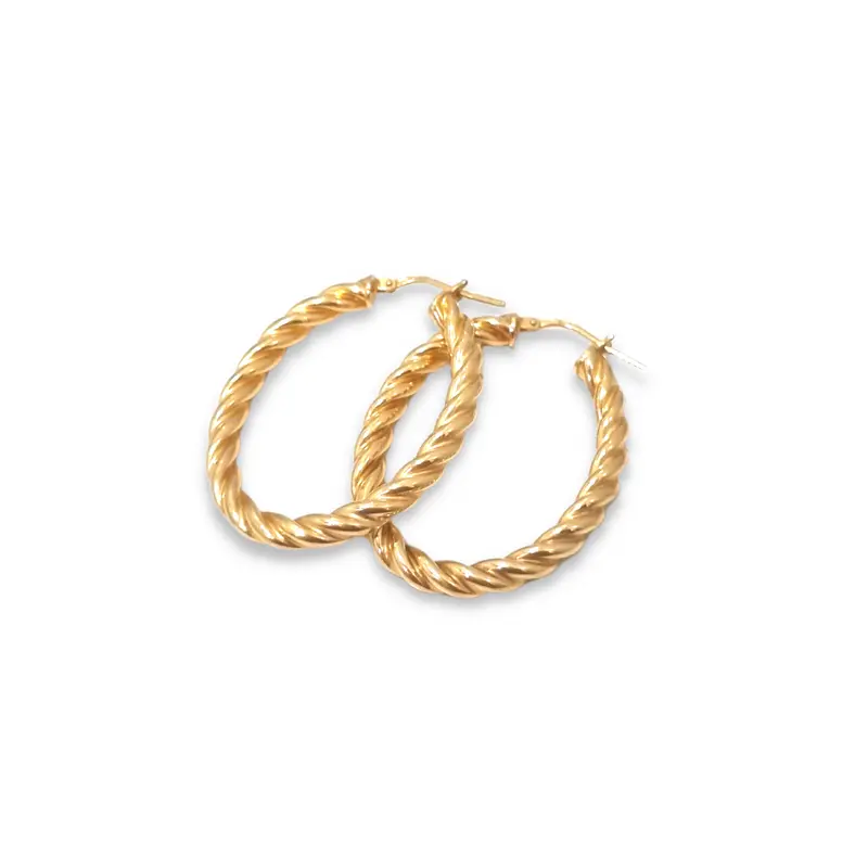 39mm Gold plated zilveren ovale hoops met gedraaid ontwerp – Lolita