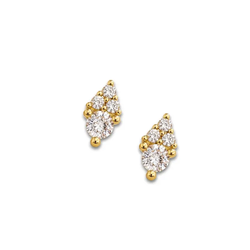 5mm Gold plated zilveren oorknopjes met zirkonia steentjes - Cielo