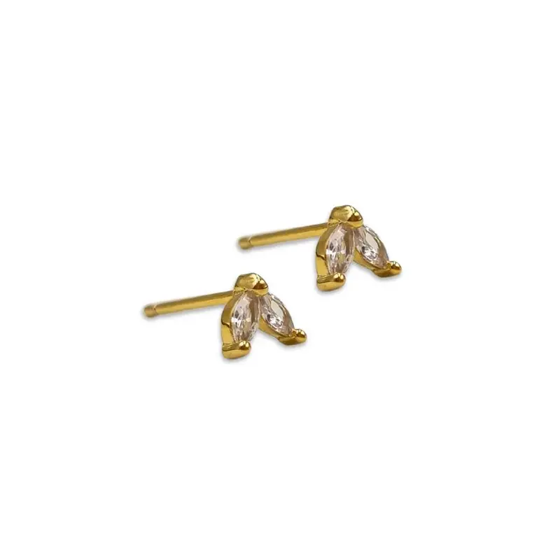 6mm Gold plated zilveren oorknopjes met steentjes Zoe