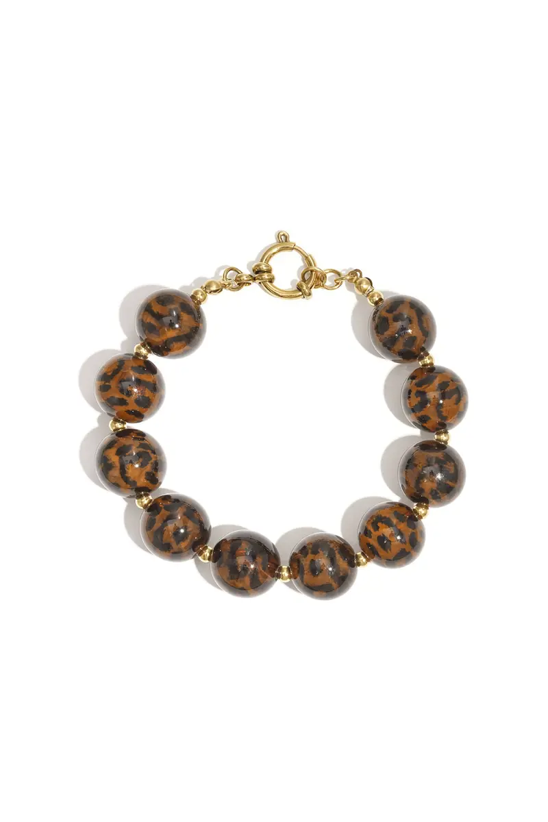 Acrylic Beaded Bracelets Leopard Print Casual Daily Simple Series Women's jewelry-16mm