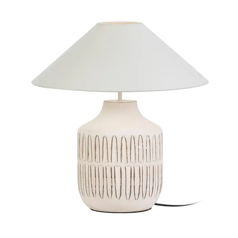 Alexandra - Thai - Tischleuchte aus Mangoholz, 42 cm, weiß
