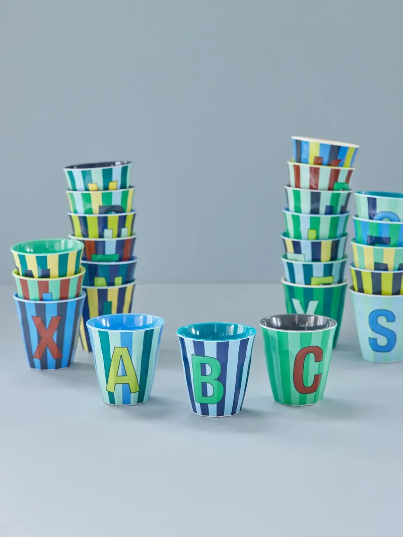 Alfabet Bekers Stripe Blue