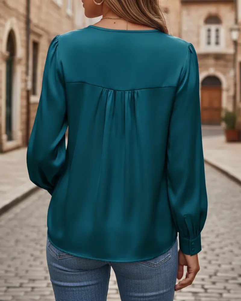 Alina Satinbluse V-Ausschnitt Damen