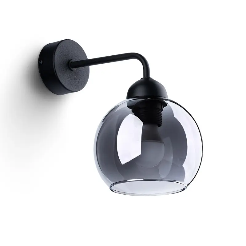 ALINO - 1 Wandleuchte, schwarz mit getöntem Glasschirm