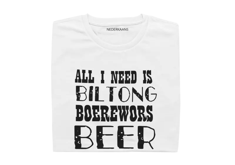 All I Need Is Biltong, Boerewors, Beer T-shirt, South African - Mens Shirt