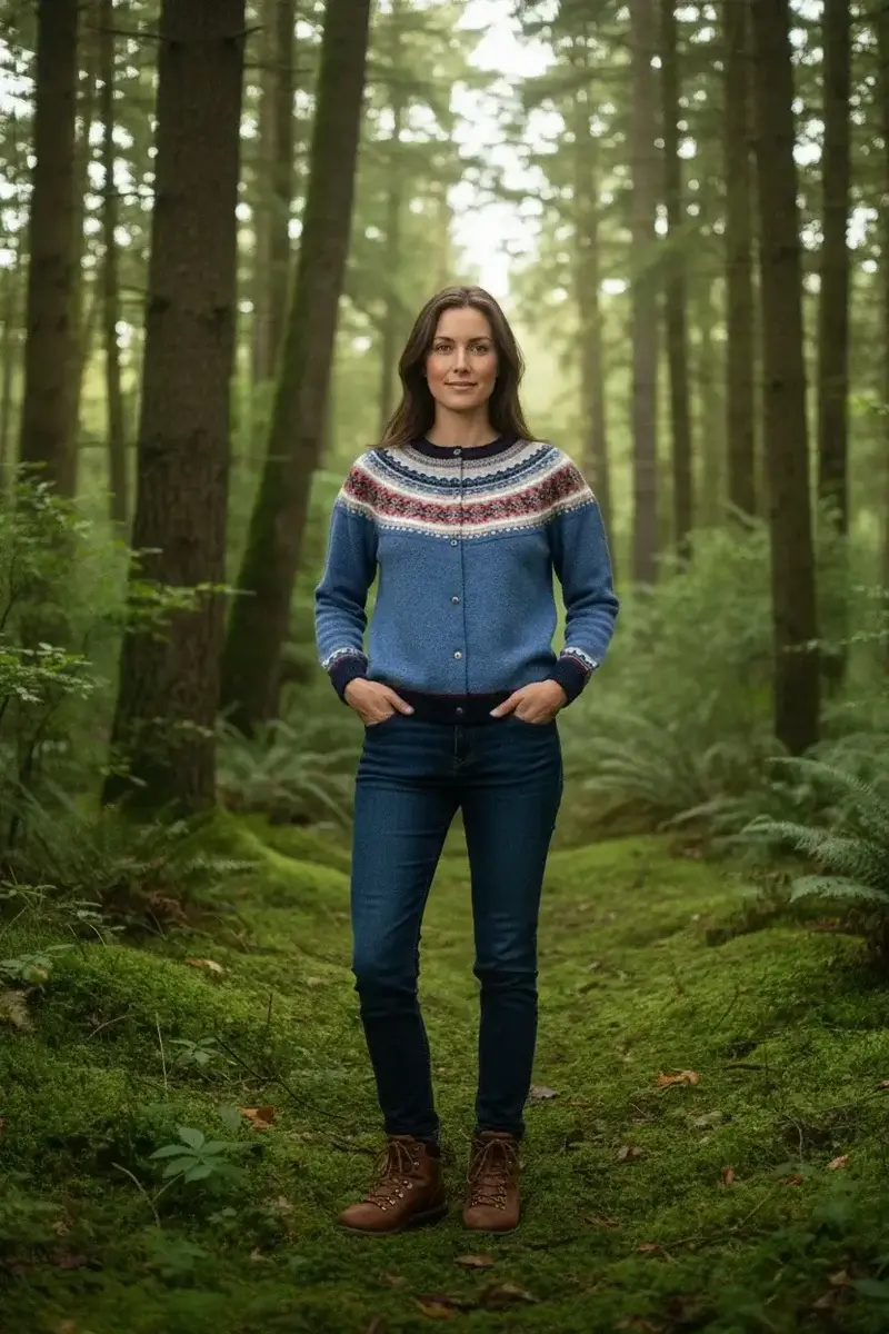 Alpine Short Cardigan Blue Morning