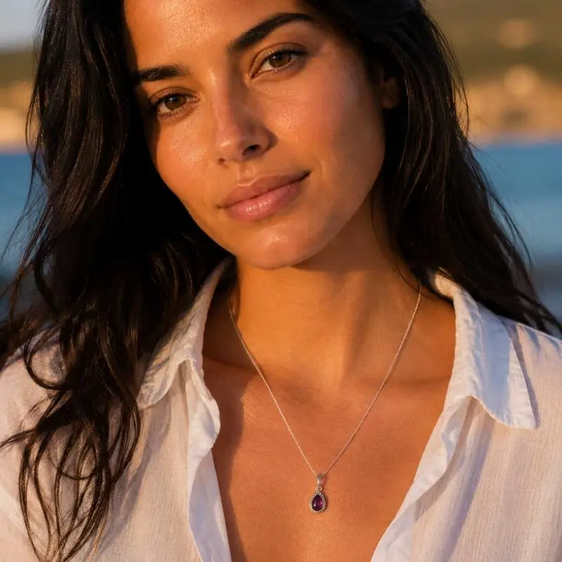 Amethist Ketting Zilver Sansa | Paarse steen