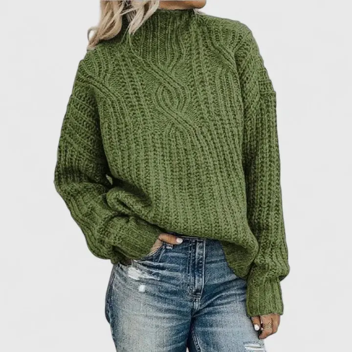 Andreas | Damen Gerippter Winterpullover mit langen Ärmeln