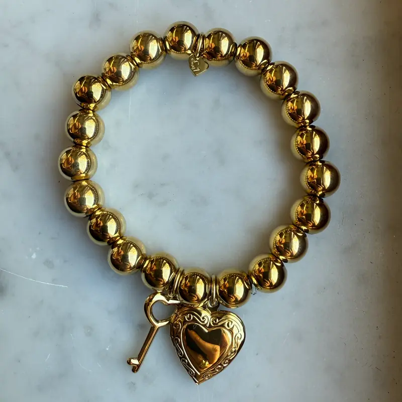 Armband Elastiek Goud Key Heart