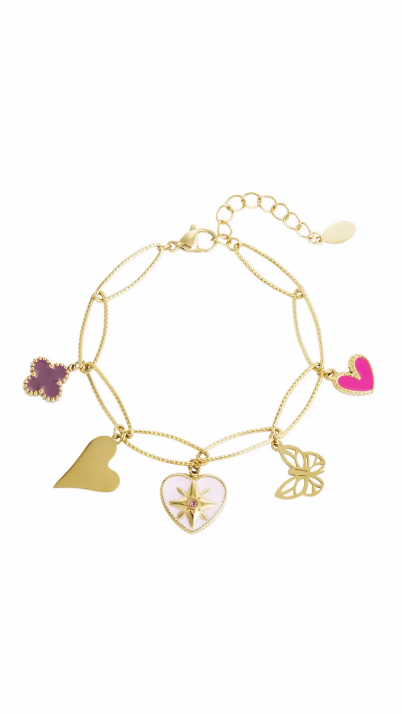 Armband vlinder love - Goud