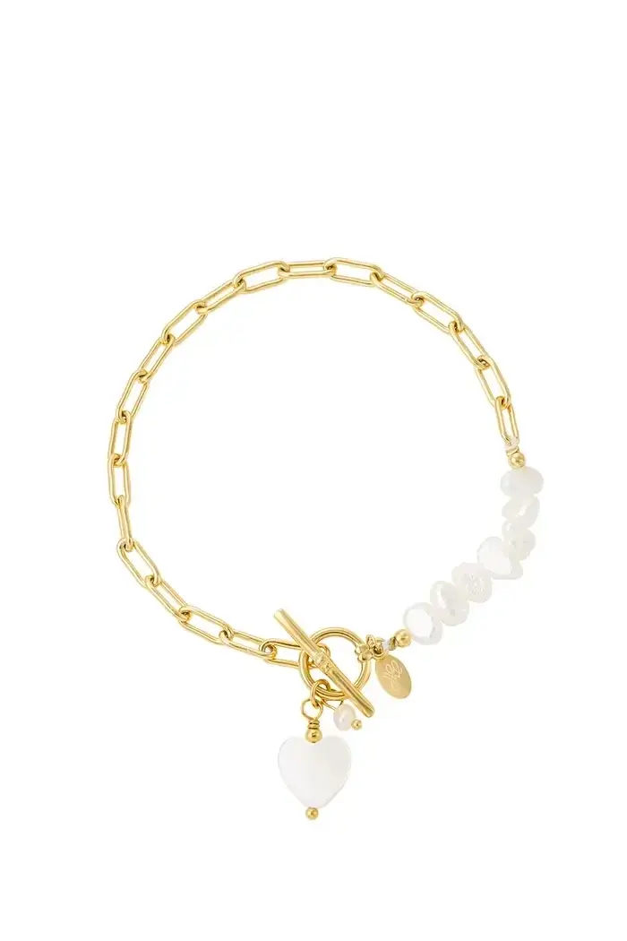 Armbandje schelp kralen en hart