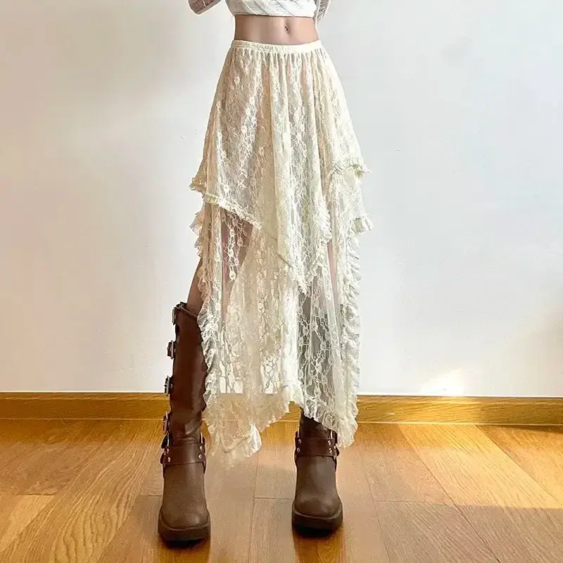 Asymmetrische Maxi Rok van Kant – Romantische Boho Maxirok