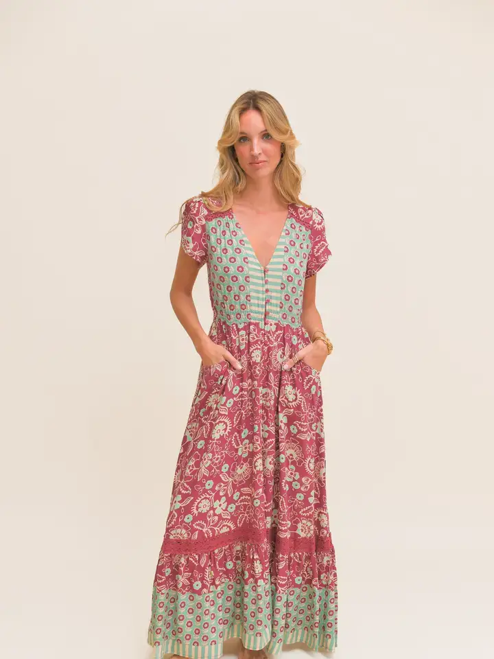 Athena Print Carmen Maxi Dress