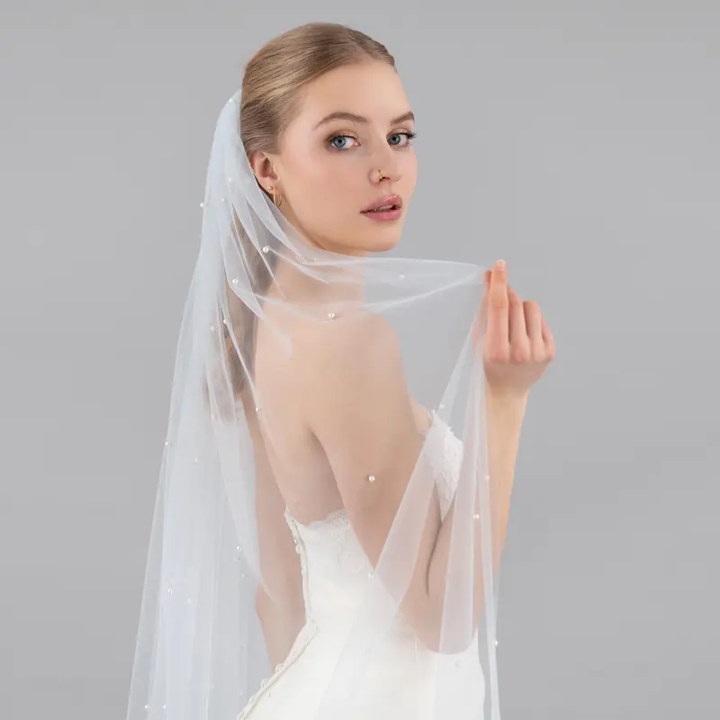 Baby Blue Pearl Veil
