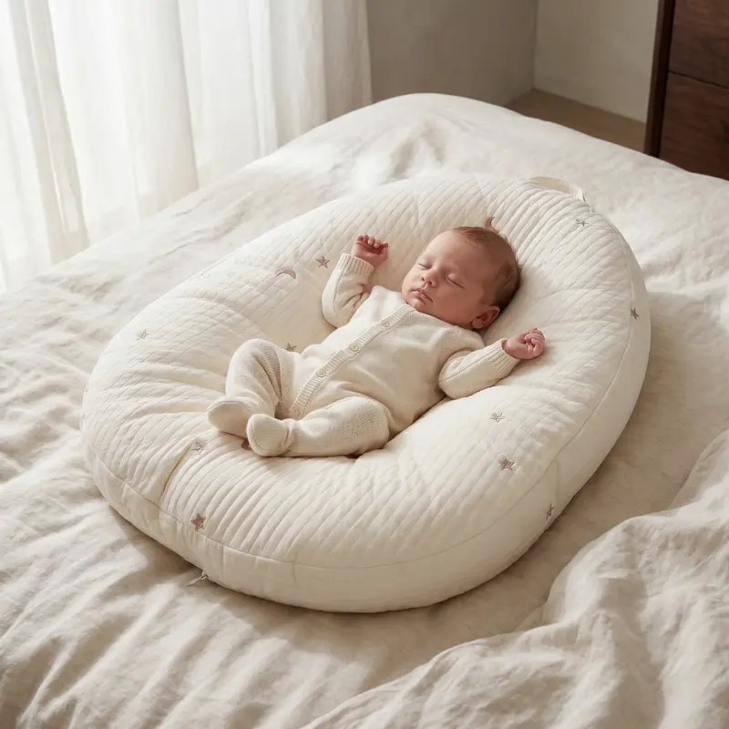Babynest van katoen – opstaande gevoerde randen en afneembare hoes