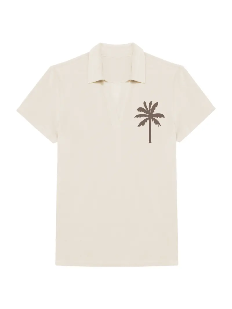 Badstof Shirt Palm Tree Brown Velvet - Offwhite | NOTE- Levertijd 5-6 werkdagen