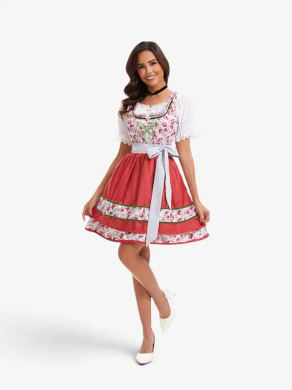 Bayerisches Dirndl-Kostüm für Damen mit Blumenmuster