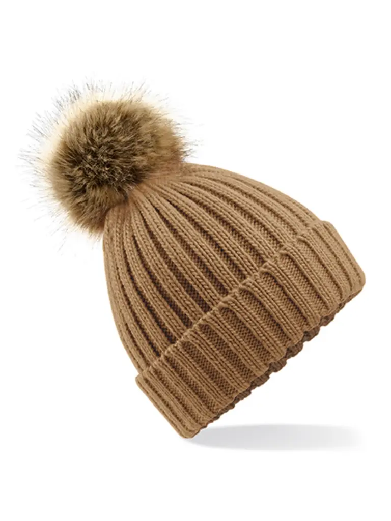 Beanie Heavy Knit Faux Fur