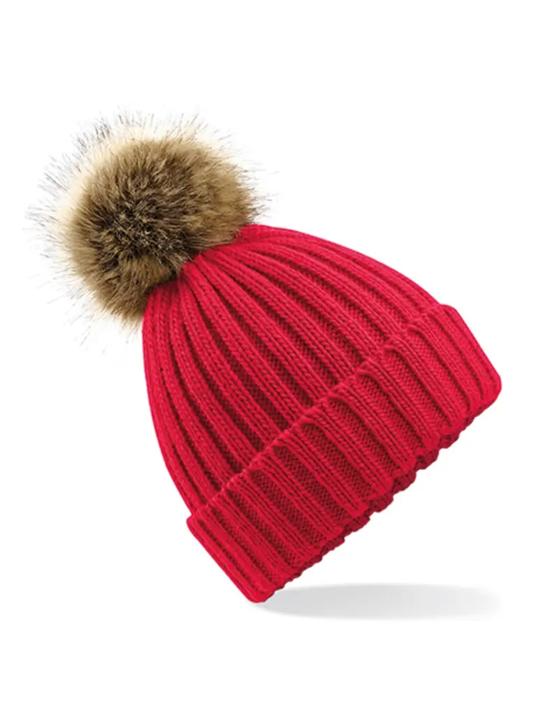 Beanie Heavy Knit Faux Fur