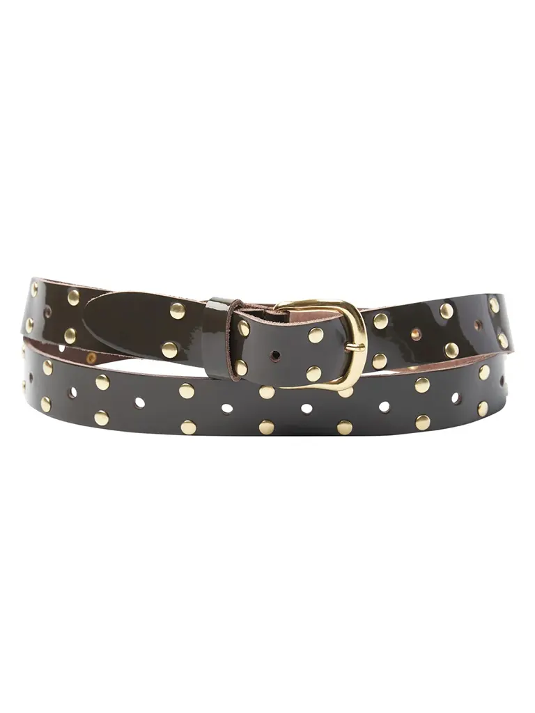 Belt Leather Laque Gold Studs