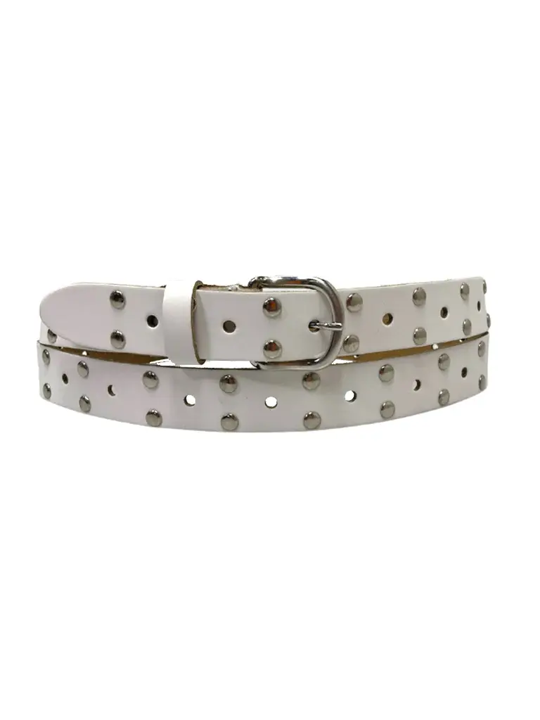Belt Leather Long Silver Studs