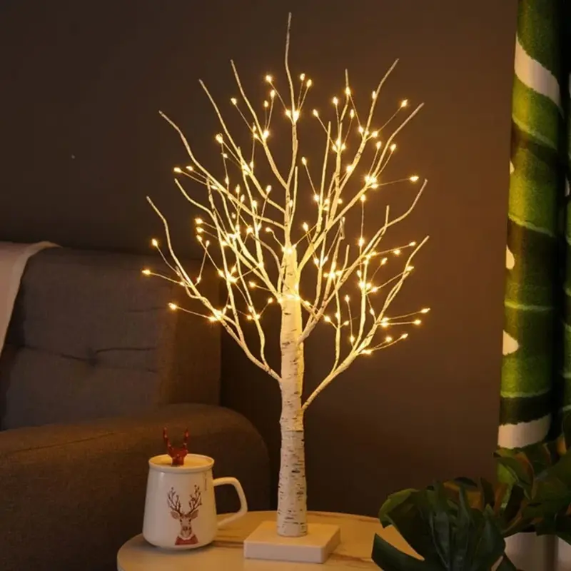 Berkenboomlamp – 144 warmwitte leds, buigzame takken, 55 cm hoog