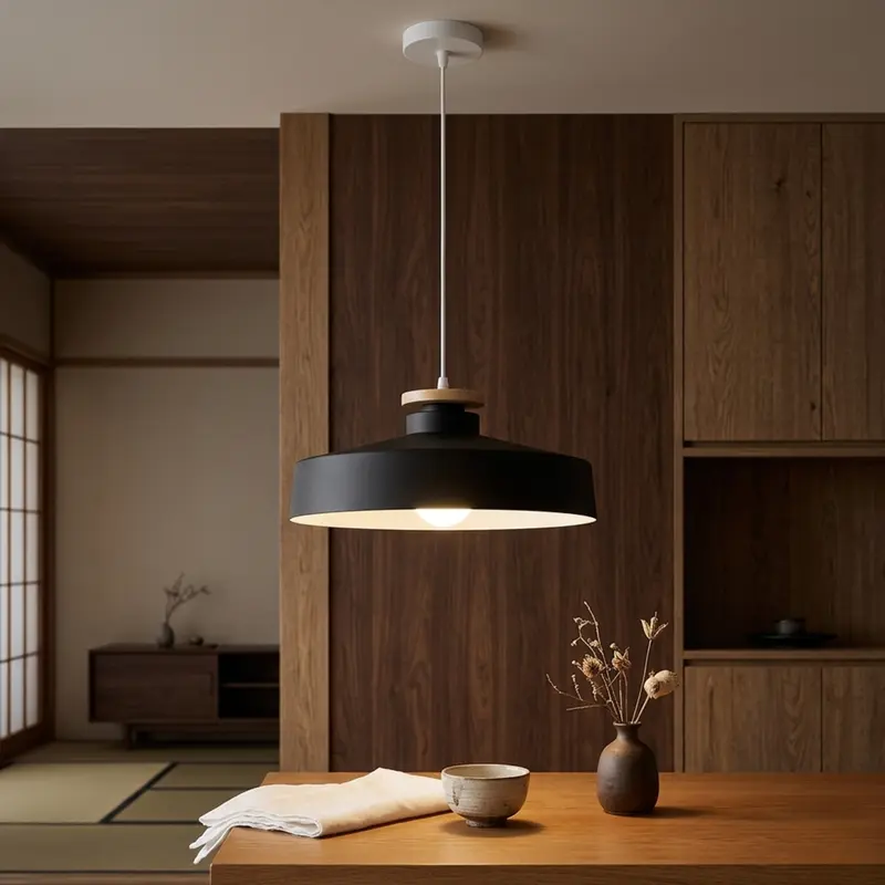Black Iron Ceiling Light - Metal Shade and Adjustable LED
