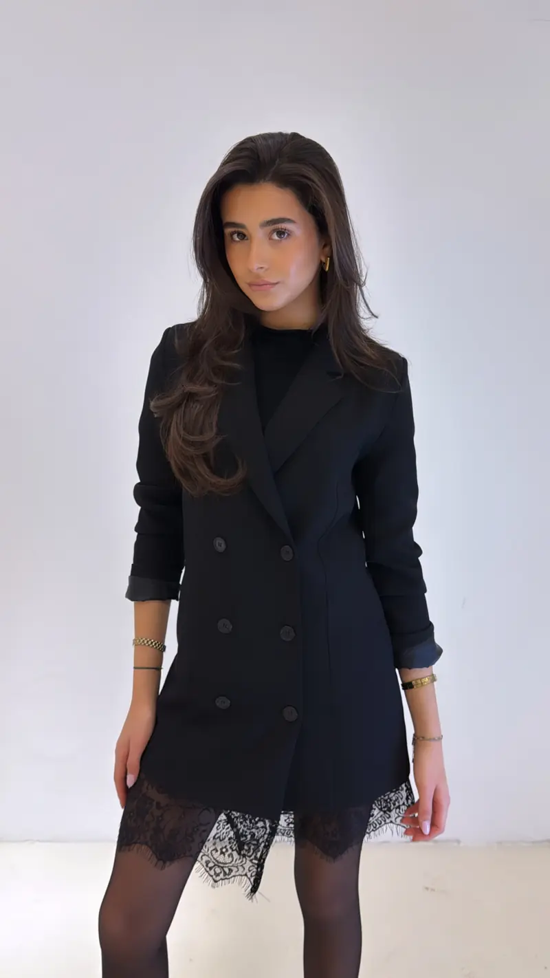 Blake lace blazer dress - Zwart