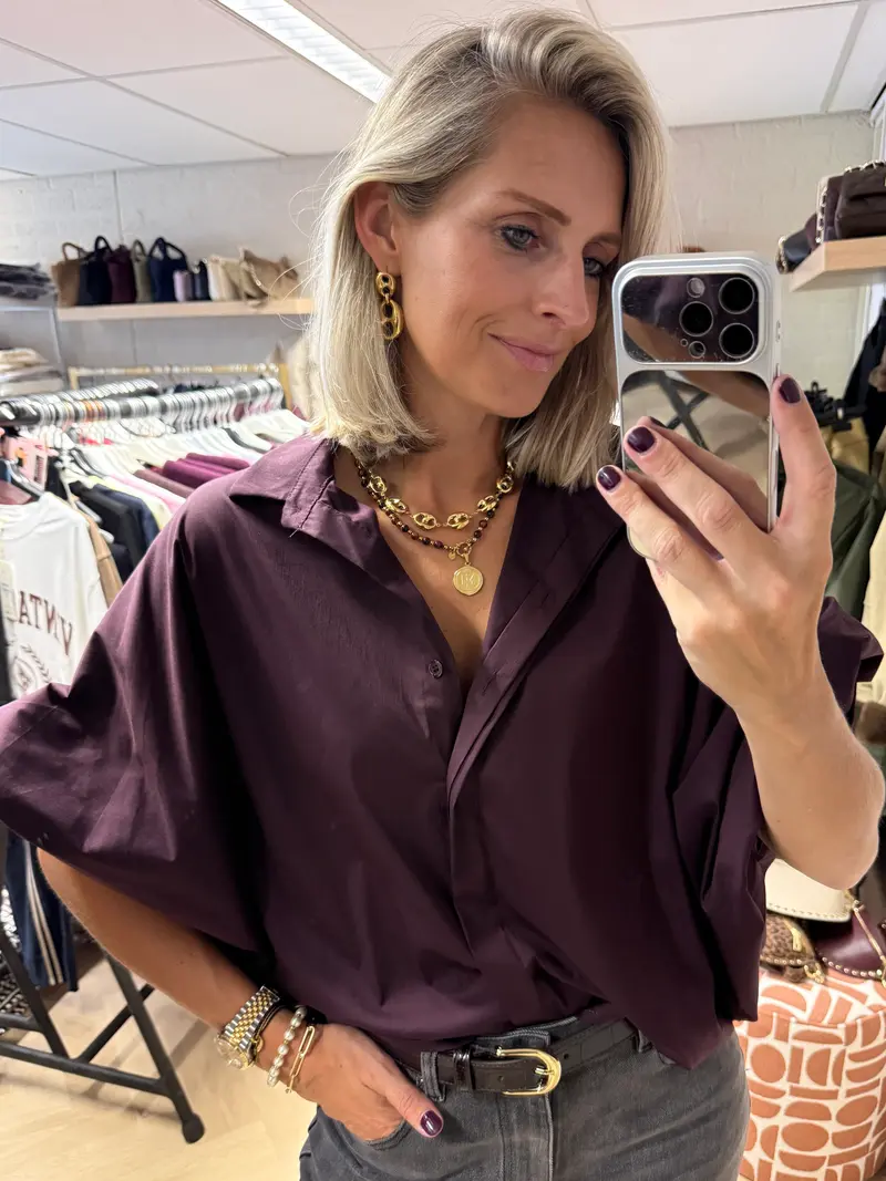 Blouse Mila Ballonmouwen Plum