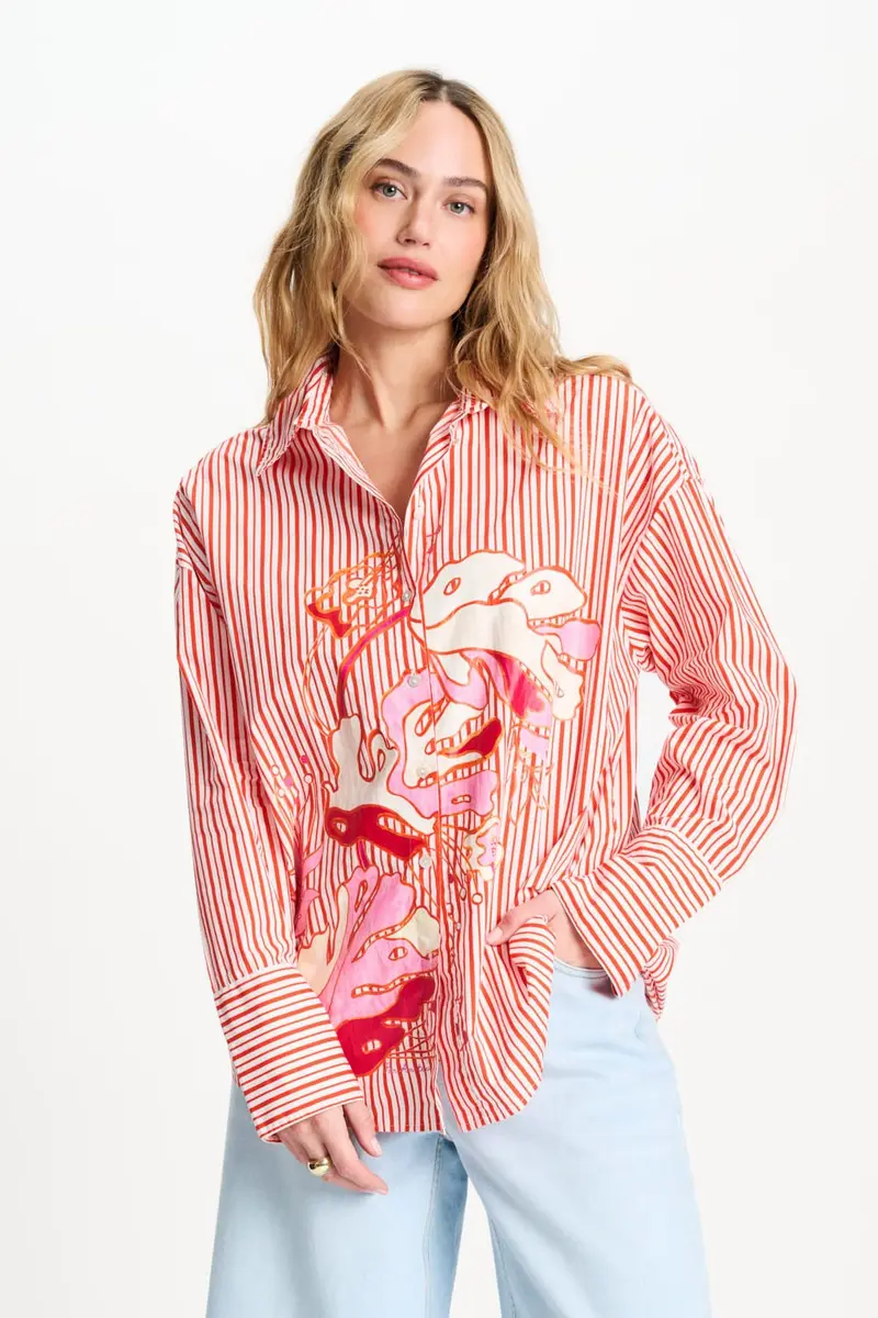 BLOUSE - Poplin Striped Orange