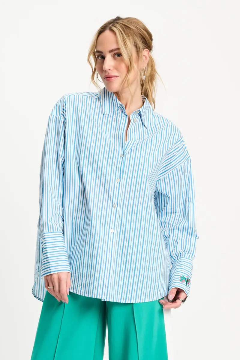 BLOUSE - Poplin Striped Smashing Blue