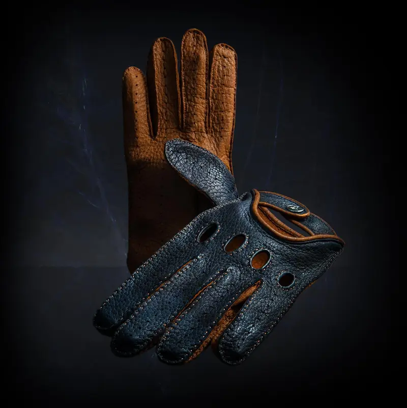 Blu notte blue classic leather driving gloves