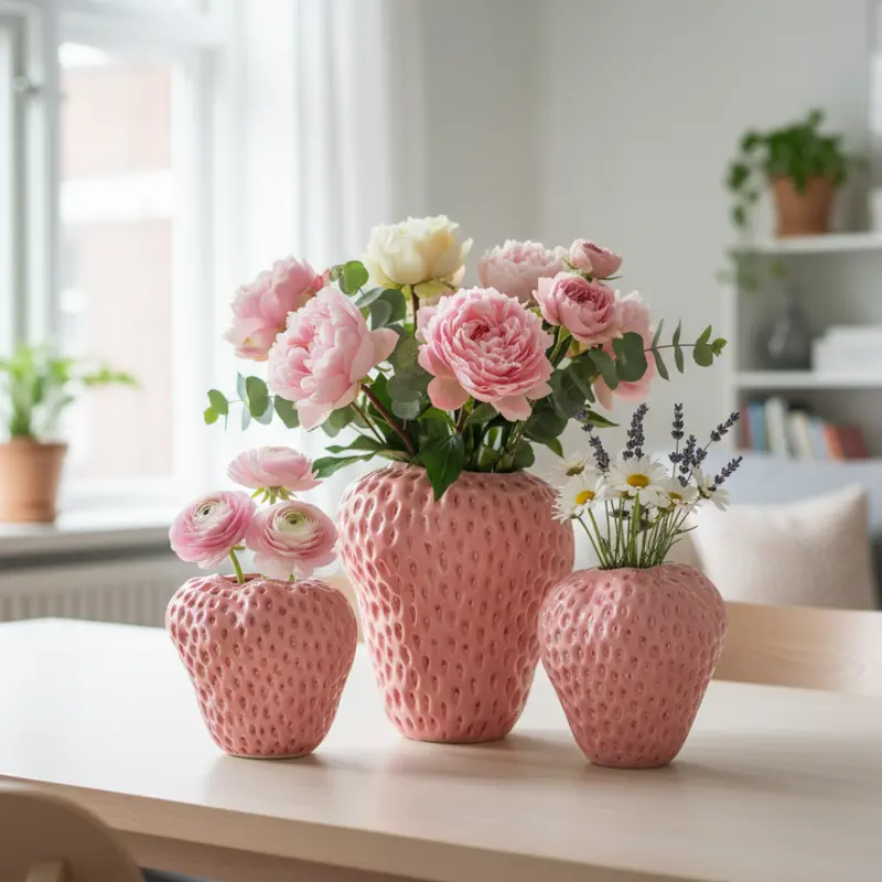 Blumenvase - Keramik Blumenvase in Erdbeerform klein–groß