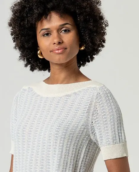 Boat Neck Short Sleeve Sweater