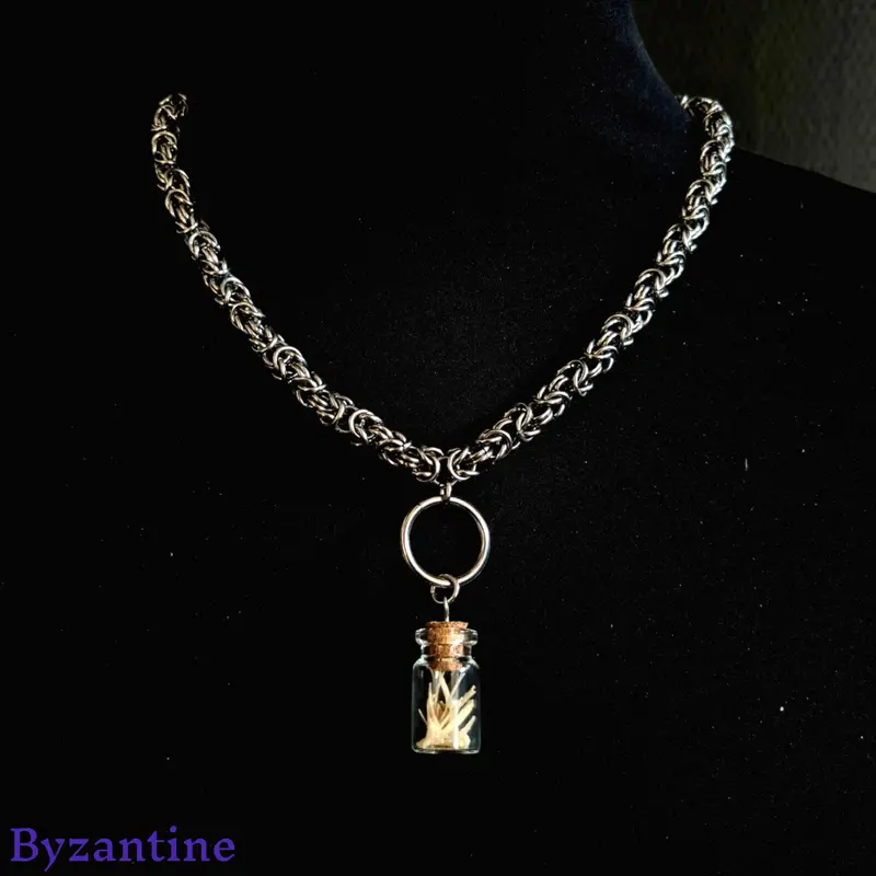 Bone Vial Pendant Custom Chain Necklace
