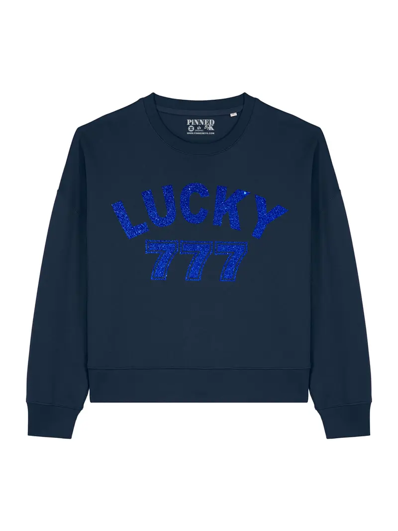 Boxy Sweater Lucky 777 Glitter Blue