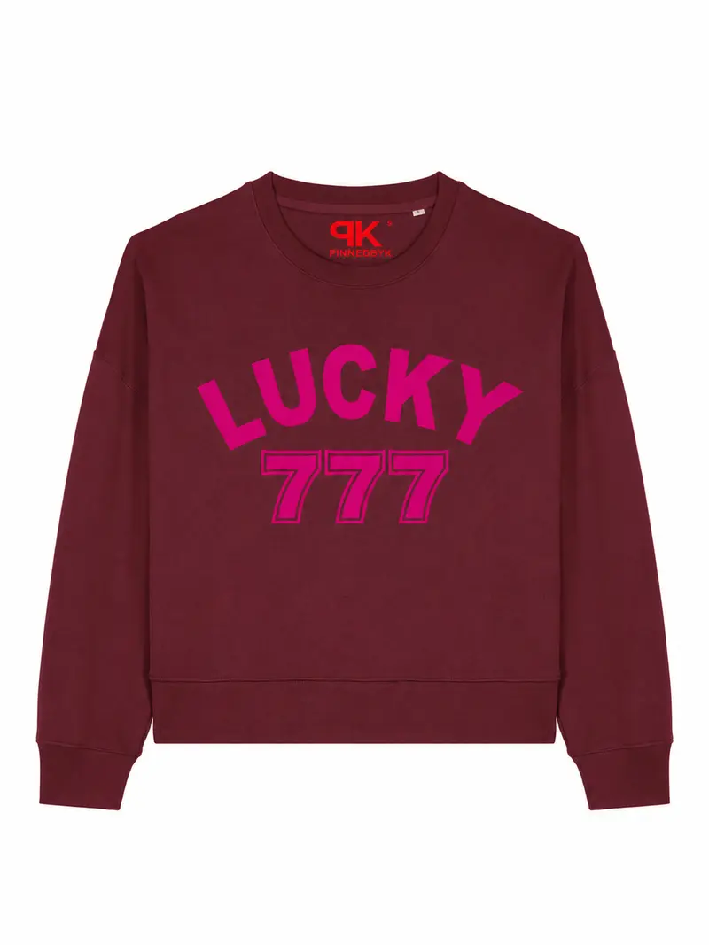 Boxy Sweater Lucky 777 Neon Pink Velvet