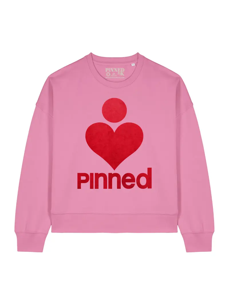 Boxy Sweater PiNNED Neon Red Velvet - Bubble Pink