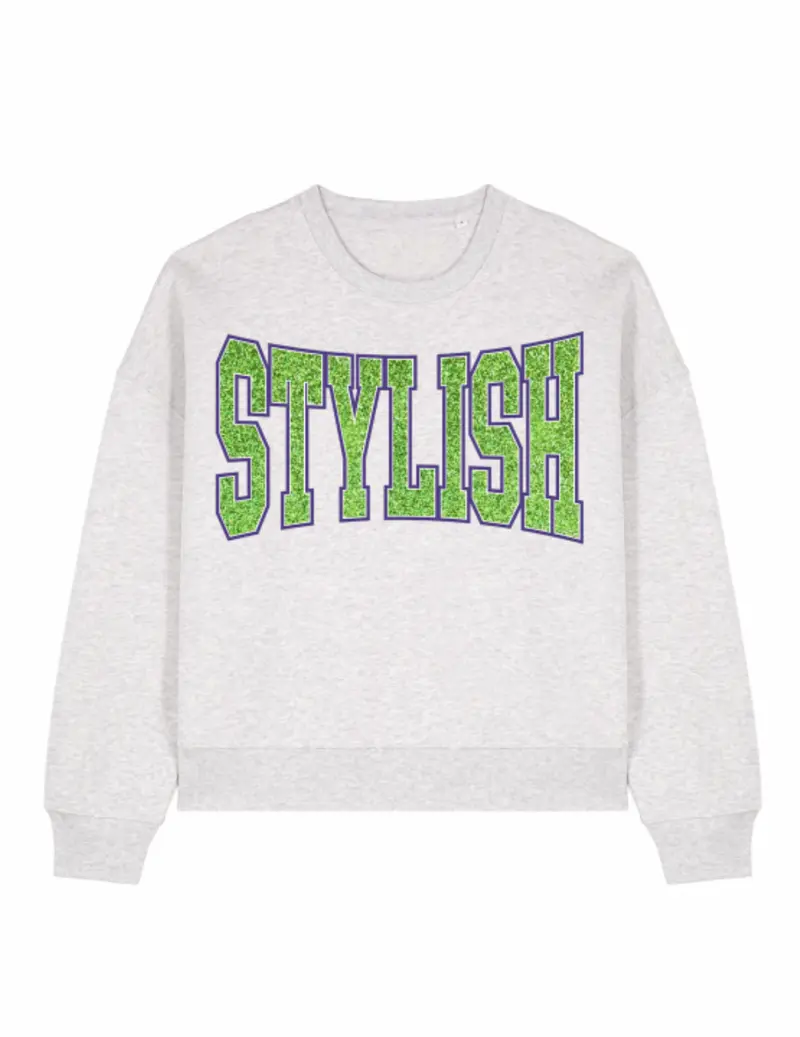 Boxy Sweater Stylish Green Glitter