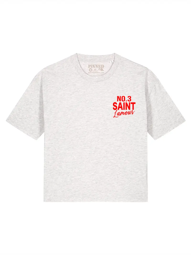 Boxy T-shirt Saint L'amour Neon Red Velvet - Heather Grey