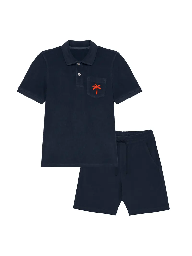 Boy Badstof Set Palm Tree Mini Neon Orange Velvet | NOTE