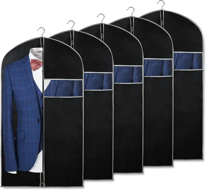 Breathable Clothing Storage Bags – Black with a Clear Window for Organization in the Closet or While Traveling