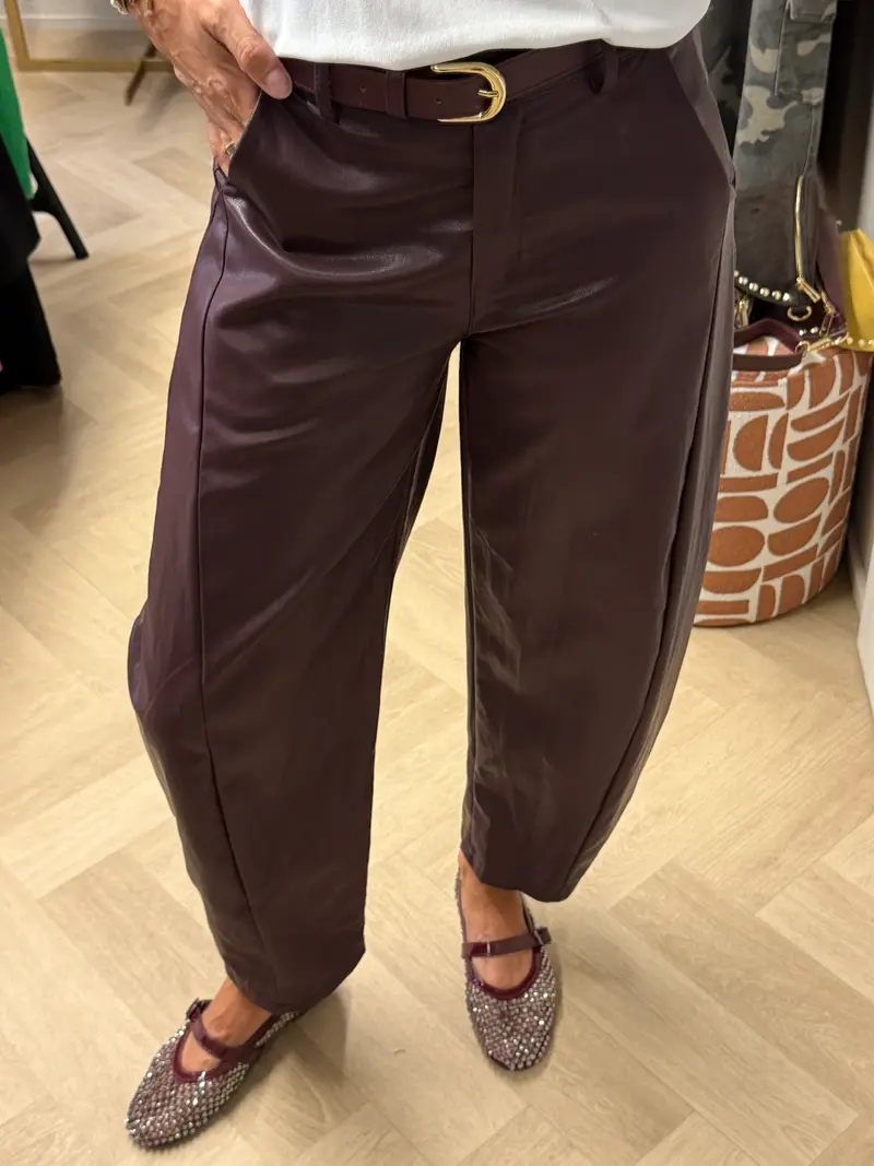 Broek Haily PU Burgundy