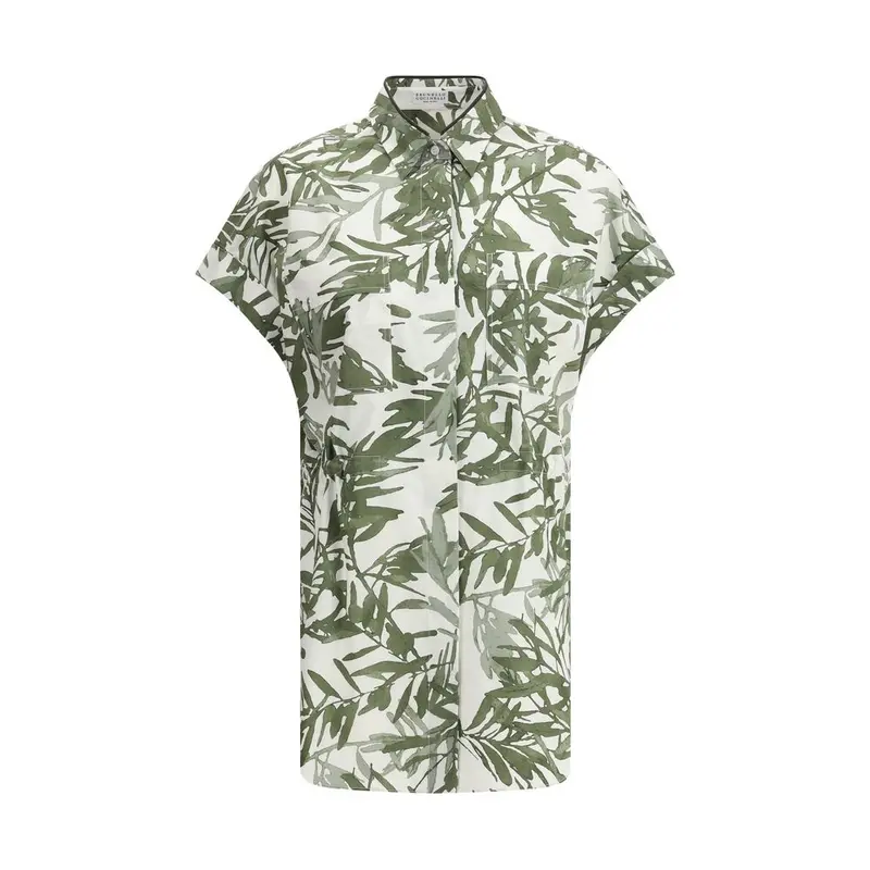 Brunello Cucinelli Leaf print Long Shirt
