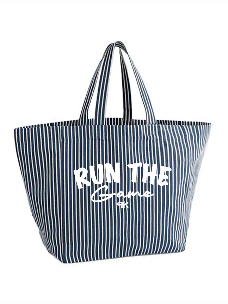 Canvas Oversized Beach Bag Run The Game