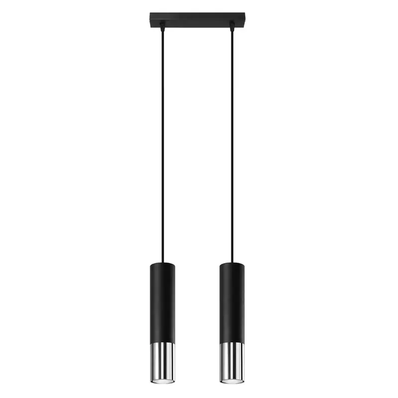 Celira - 2-flammige Pendelleuchte, Schwarz/Chrom
