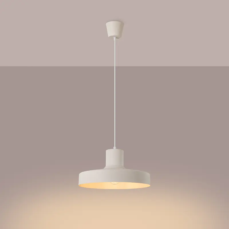 Celira - Beige Retro-Pendelleuchte mit rundem Schirm