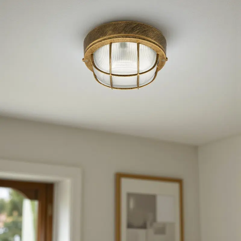 Celira - Industrielle Deckenlampe mit gestreiftem Glasschirm