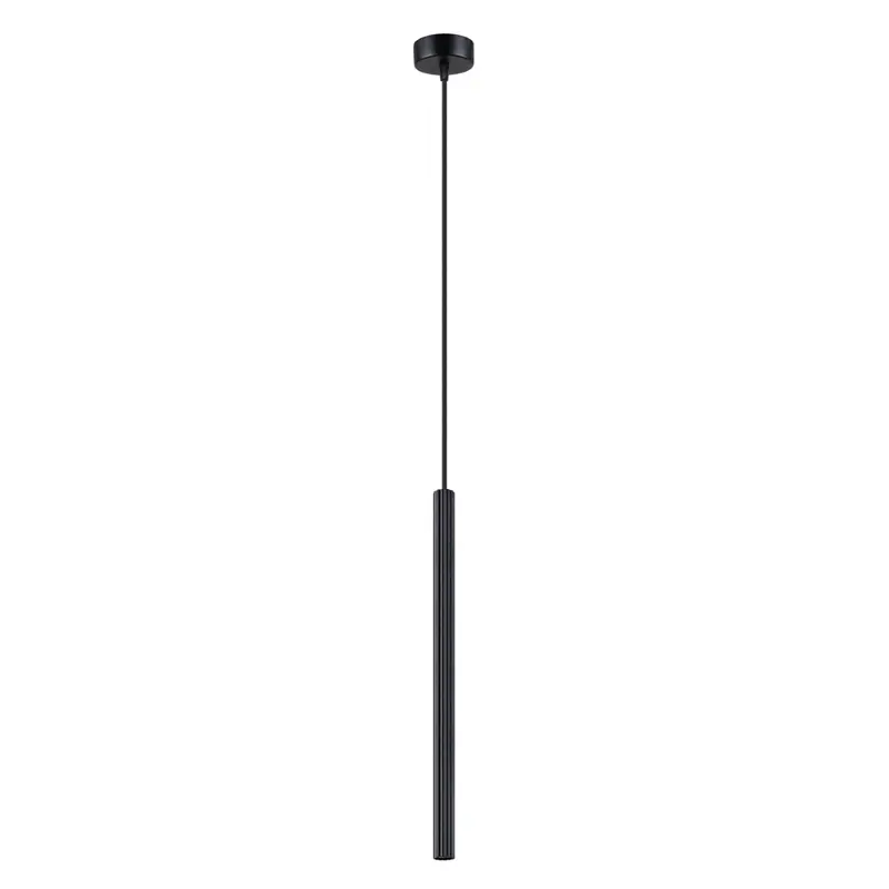 Celira - Schwarze Pendelleuchte mit geriffeltem,